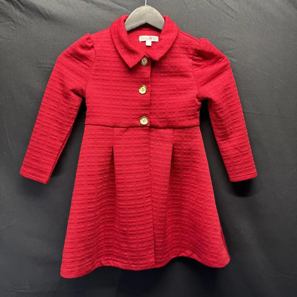 Katie M Coat Youth Girls 6 Red Textured Knit Dressy Holiday Long Sleeve